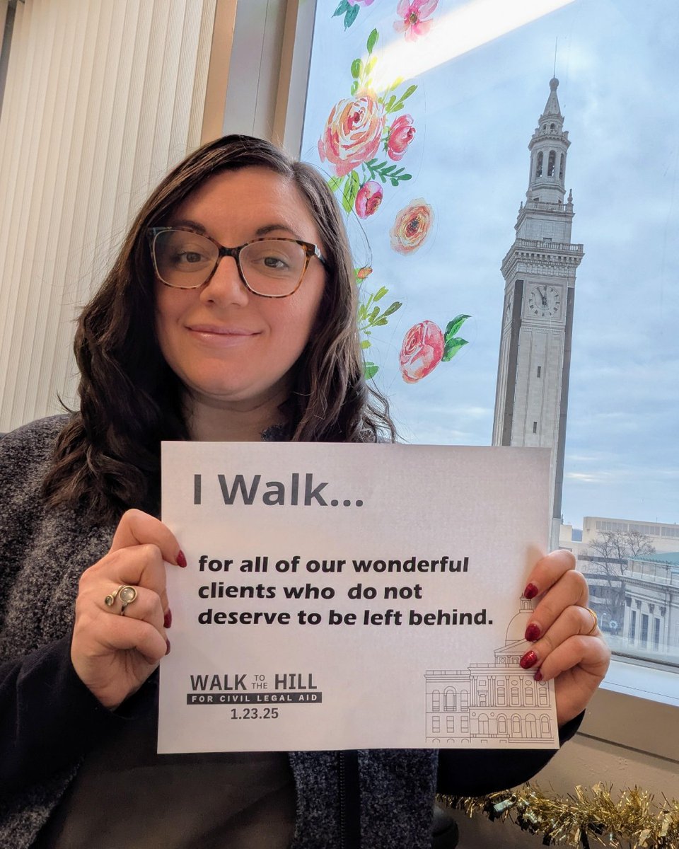 One week until #walktothehill for #CivilLegalAid on Thursday, January 23, 2025! 

"I walk for all our wonderful clients who do not deserve to be left behind!" -- Jaime Margolis, CLA Staff Attorney, Elder Law, Springfield

Why do YOU support funding for Civil Legal Aid?