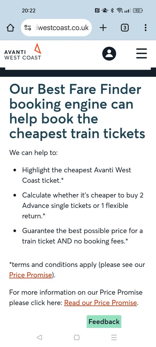 hayleyj4's tweet photo. @AvantiWestCoast "Guarantee the best possible price for a train ticket AND no booking fees" the same ticket through your website is now £15 cheaper than what I paid for the exact same ticket train date and time. Why do you penalize loyal customers? https://t.co/OsOsP1c1lP