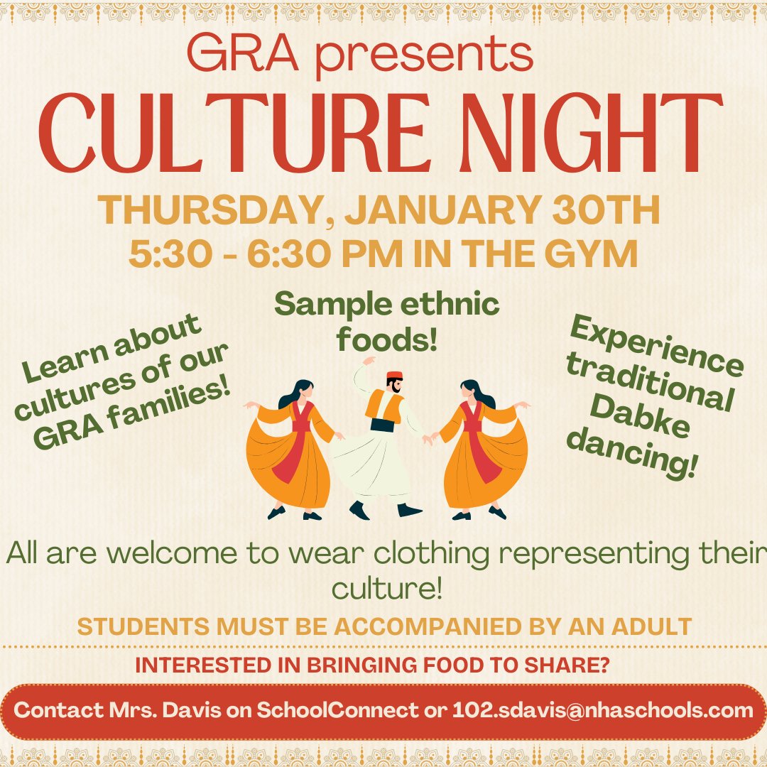 GrandRvrAcademy's tweet photo. GRA PRESENTS: CULTURE NIGHT JANUARY 30TH 5:30-6:30 https://t.co/Q5bDOr1Six