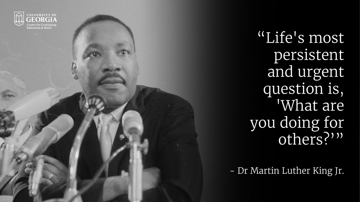 georgiacenter's tweet photo. Joining together on MLK Day, we honor Dr. King's legacy through service and unity. As part of UGA Public Service & Outreach, we take this day to reinforce our role in ensuring we serve our community and uplift the state of Georgia. #MLKday #GACenter #UGA @uga_serves https://t.co/nZOjTcQ14M