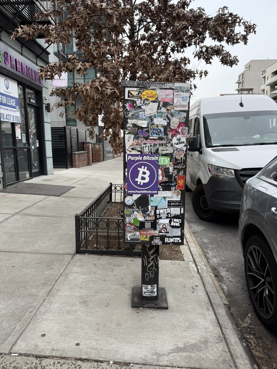 purplebitcoins's tweet photo. Spotted: a Purple Bitcoin sticker on a mailbox. 💜📬 PurpleBitcoin and Solana delivering the future, straight to the streets of NYC 🌆💰 #PurpleBitcoin #Solana #CryptoNYC #BitcoinSticker #SolanaEcosystem #SolanaTokens #CryptoNews #Web3NYC #NYCStreetArt #SolanaCommunity https://t.co/2PutYMW9oc