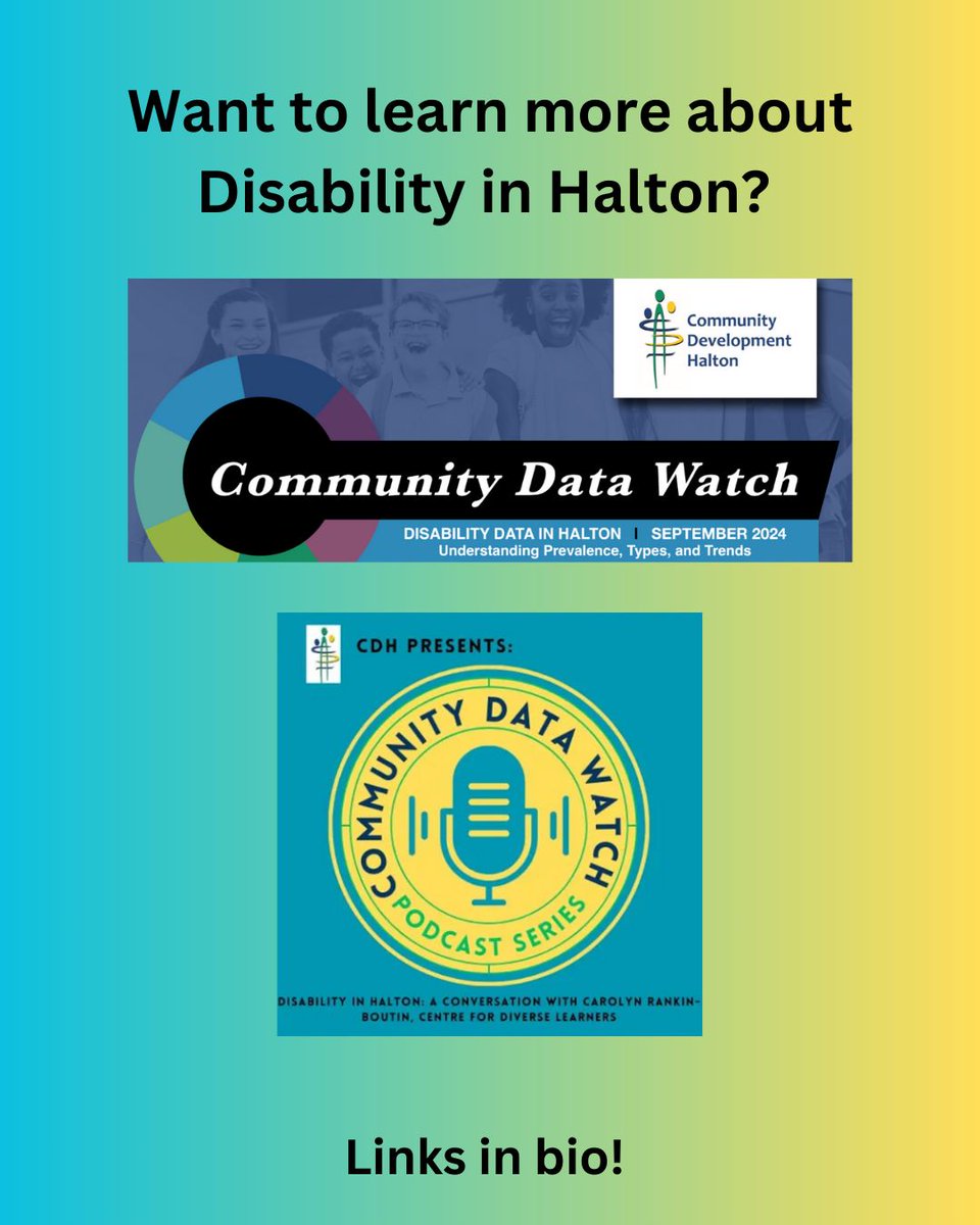 For more data like this, read our Community Data Watch Report on our website with this link buff.ly/4h9x43O and check out our podcast called the Community Data Watch Podcast Series where disability in Halton is covered with this link buff.ly/3BYDTWY