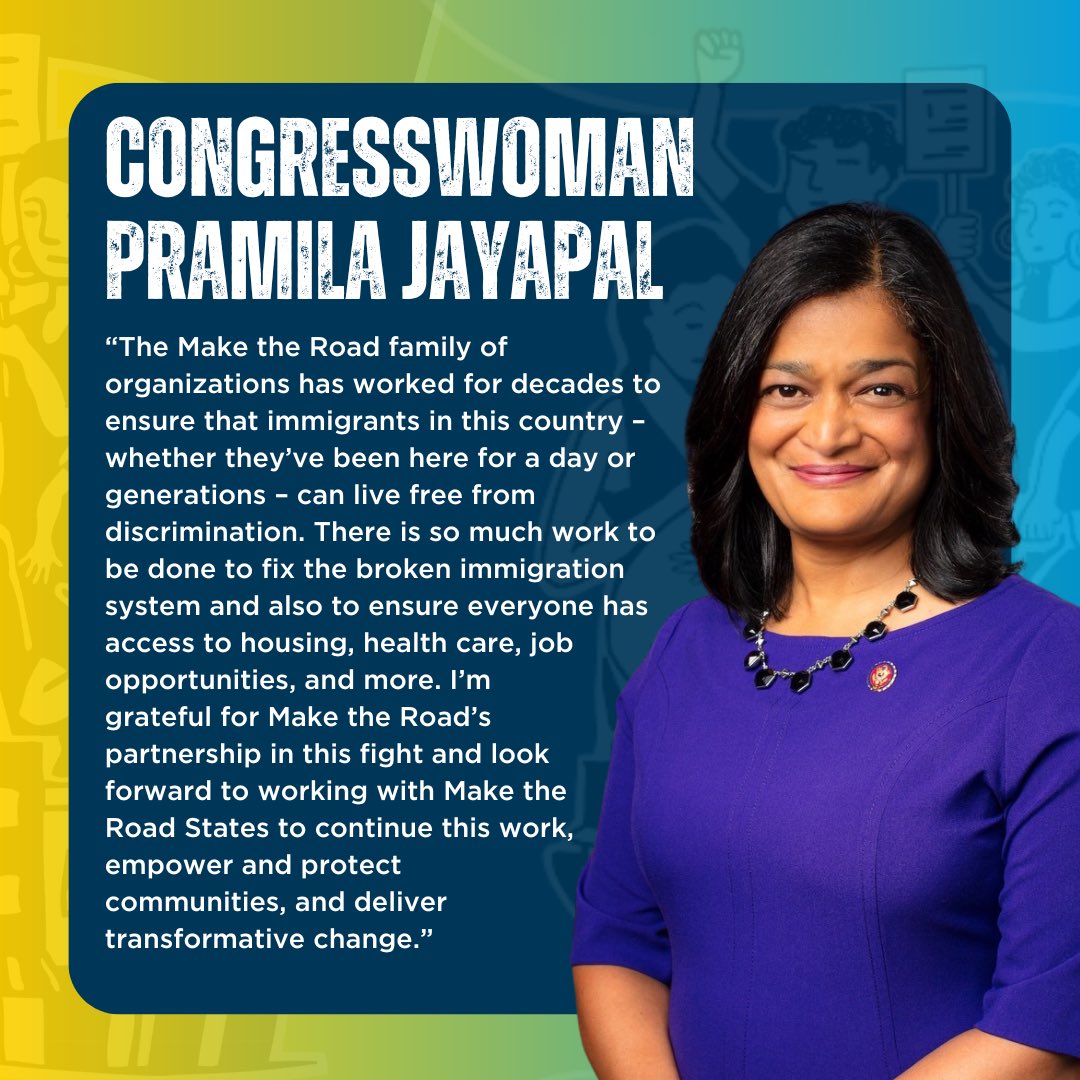MTRStates's tweet photo. “I’m grateful for Make the Road’s partnership in this fight &amp; look forward to working with @MTRStates to continue this work.”

🦋Thank you @RepJayapal for supporting the launch of our national organization!

Learn more about this new initiative here➡️ https://t.co/eKMehhtw9t https://t.co/5P8UBf6S43