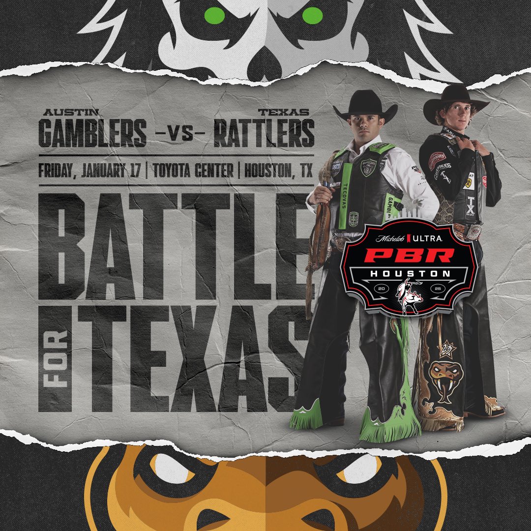 Members Discount | Get tickets now to watch our bull riders team' members, <a href="/Austin_Gamblers/">Austin Gamblers</a> , vs. the Texas Rattlers

Click the button below to save 25% on tickets to the event at Toyota Center to start the year off right! Use code GAMBLERS!

Get Tickets: lnkd.in/eMi8FjPN