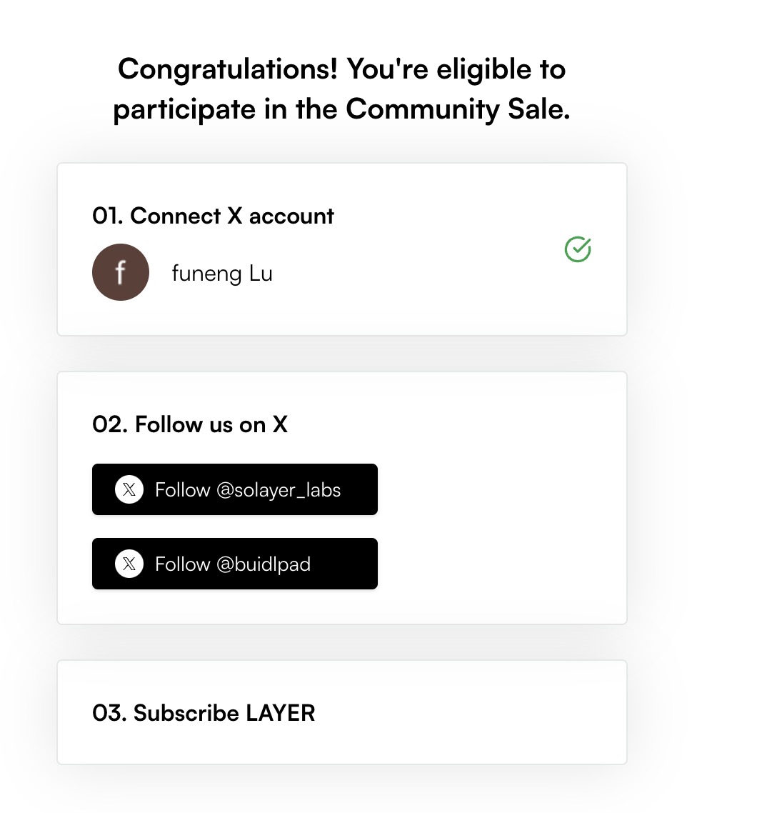 FunengLu5478's tweet photo. @solayer_labs Item 3 cannot proceed. I cannot subscribe https://t.co/4EhvAojvmF