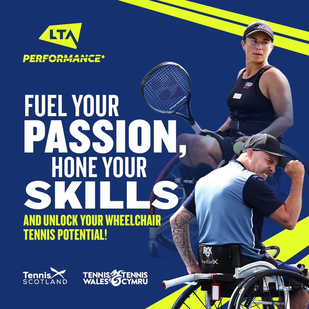 Fuel your passion, hone your skills and unlock your wheelchair tennis potential!

📌 Nottingham, Saturday 15th February
📌 Bath, Sunday 18th May
📌 London, Sunday 7th September 

Further information and to sign up, visit:

lta.org.uk/compete/perfor…
