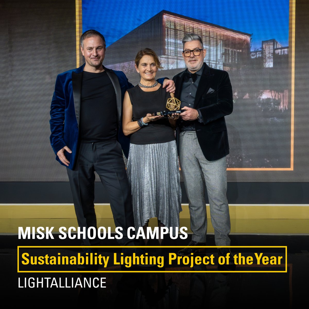 lightbuildingme's tweet image. Congratulations to LIGHTALLAINCE, for winning the Sustainability Lighting Project of the Year award, at the Light Middle East Awards 2025 for their project: Misk School’s Campus.

#lightbuildingME #IntelligentBuildings #SmartLighting #SmartCities #lighting #architecture #design