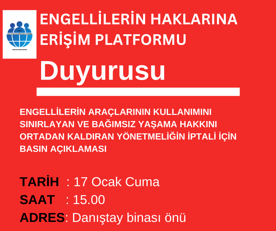 umutfeda's tweet photo. SAHİMSEN, EHEP ve Görme Engelli Evrensel Hukukçular Derneği, ÖTV ile alınan araçların kullanımını ve bağımsız yaşama katılımını sınırlayan  YÖNETMELİĞİN iptali için dava açıyor. Basın açıklamasına bekliyoruz.  📅: 17 Ocak Cuma 📷:📍 https://t.co/6gZ2rOKKmx