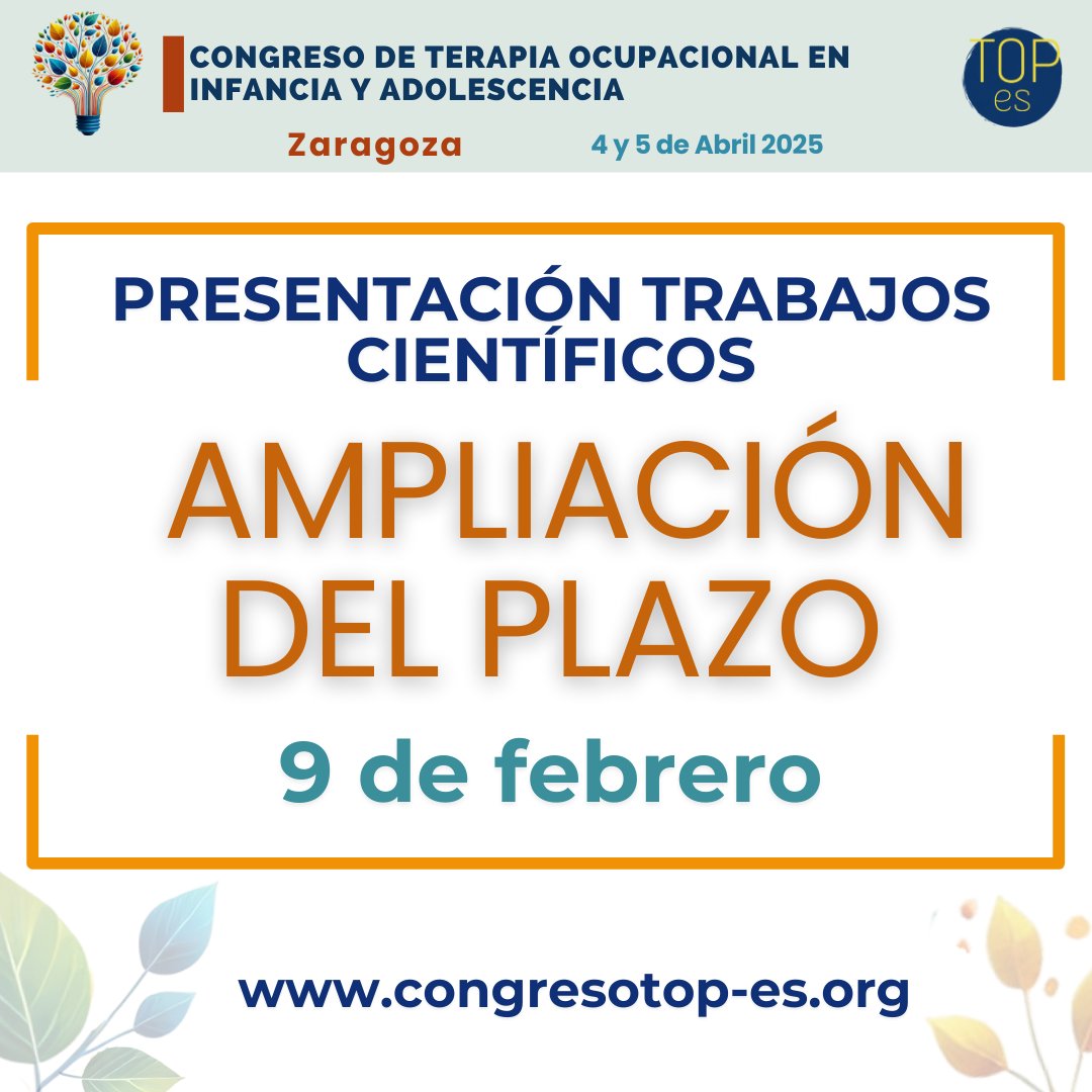 ¿Te interesa presentar algún trabajo en el congreso?
Se ha ampliado el plazo