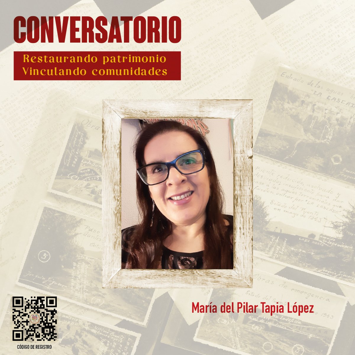 📚✨ ¡Conoce a la Mtra. María del Pilar Tapia López en Restaurando Patrimonio - Vinculando Comunidades!

🔬 Experta en conservación de archivos y formación profesional.

📍 AGEO | 📅 27 de enero | 🕙 10:00 a. m.
🔗 ¡Regístrate escaneando el QR!

#AGEO #Restauración #Oaxaca