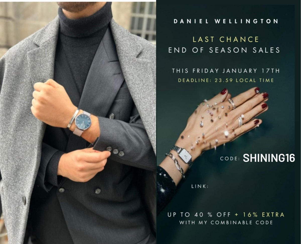RedMagicBook's tweet image. Hi my loves! ❤

Many of you have asked me how long my Daniel Wellington code will last for 👀

The DW End Of Season Sales ends TOMORROW FRIDAY ⏳🏃‍♀🛍

So tomorrow is your LAST CHANCE to get DW at 40 % off + 16 % extra = 56 % OFF 🤯Crazy but true 😍

Code:  SHINING16