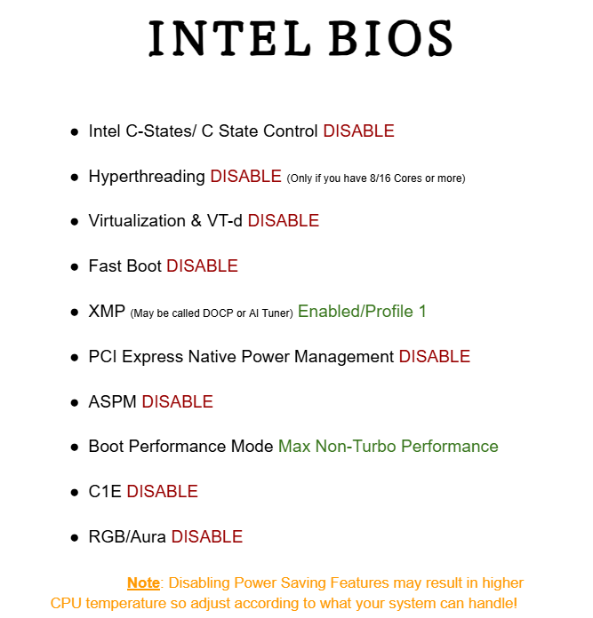 Jurnin's tweet image. 🚨🚨INTEL BIOS SETTINGS for Lower Latency &amp;amp; PERFORMANCE🚨🚨

LIKE♥️+ RETWEET♻️