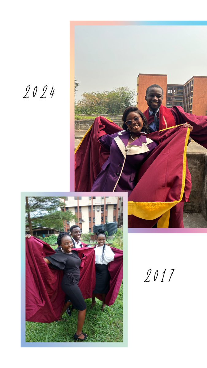 EstherAdeola20's tweet photo. Graduated yesterday with my friend of 17 years, @Eze_Isaac12! 🥳

He earned a First Class in Civil Engineering. 🫡

We had so much fun reminiscing and recreating some of our matriculation pictures. 🥹 https://t.co/sPpV5IdvmV