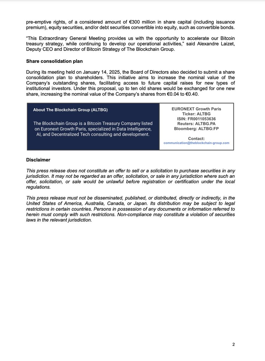 Bitcoin treasuries are growing – even in Europe! 🇪🇺 @_ALTBG, led by  @AlexandreLaizet, is pushing forward with its Bitcoin treasury strategy and  increasing its capital raising capacity to €300M+ 🚀 On February