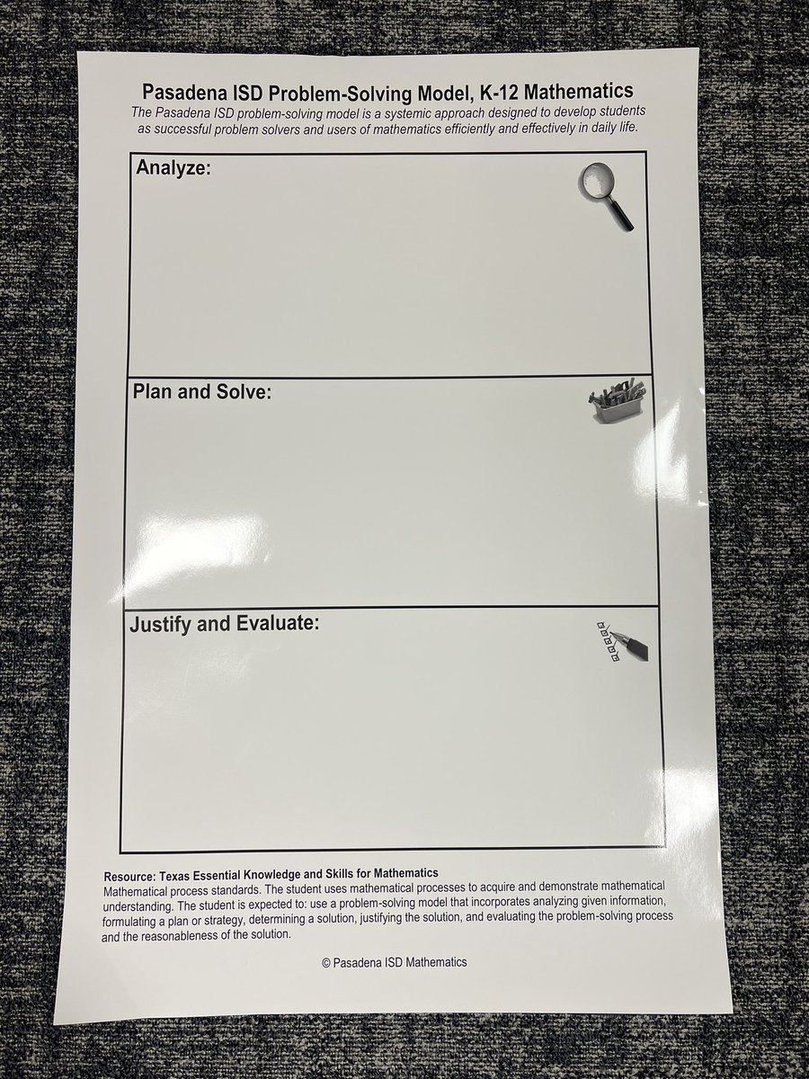 janetdnuzzie's tweet photo. Woohoo! We have 45 laminated problem-solving posters that are looking for a home in our #PISDMTSS #PISDMathChat #PISDMiddle #PISDIntMath #PISDHSMath classrooms! If you’d like some, please email me at work &amp; state the number! We are happy to send more than one to your campus! :) https://t.co/eSRmz6MGuC