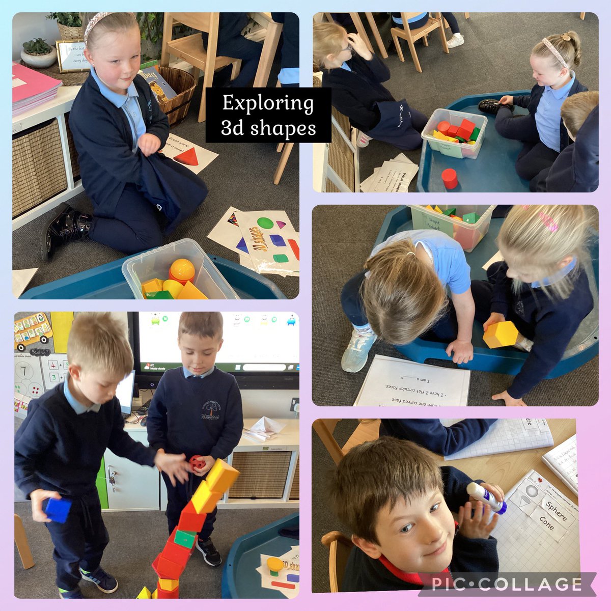 GPSMissProbert1's tweet photo. Shape exploration in Year 1. Concrete and pictorial paving the way to a better understanding. @GlyncoedP @JoanneWeightman #GPSREACH https://t.co/jwK9Erst8f