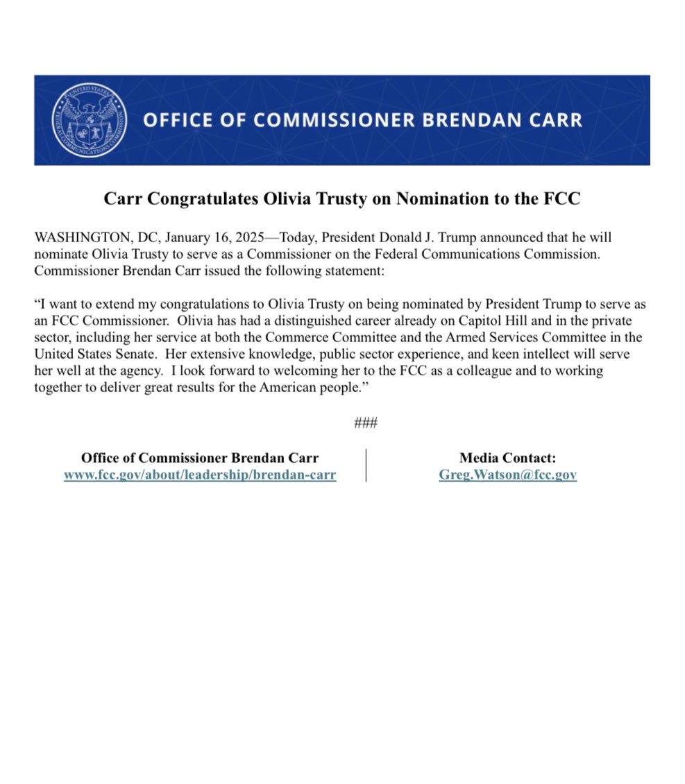 BrendanCarrFCC's tweet photo. Congratulations to Olivia Trusty! 🇺🇸🇺🇸 https://t.co/uVQITEi2GR