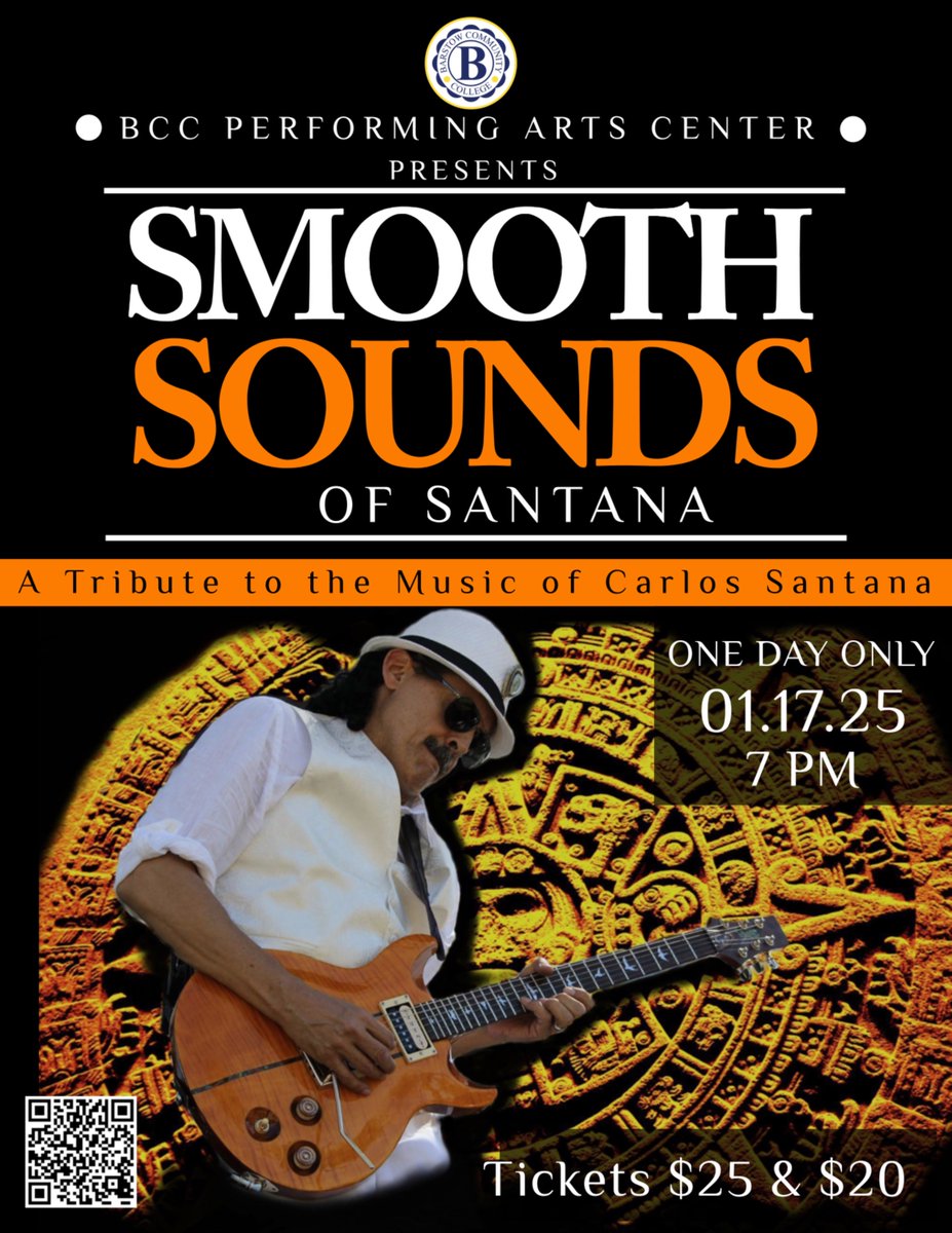 🎶✨ Get ready to groove! The Smooth Sounds of Santana are hitting BCC TOMORROW, January 17th! 🎸🔥 Grab your tickets NOW before they’re gone! 🎟️ bccpac.ludus.com/index.php?show…  #SantanaAtBCC #LiveMusic