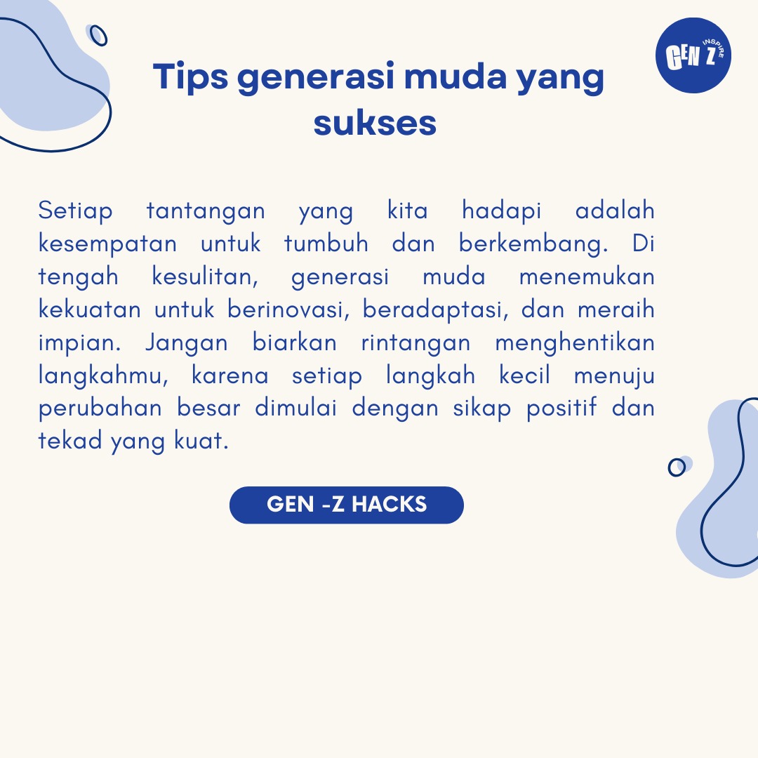 genzpire_'s tweet photo. Setiap tantangan yang kita hadapi adalah kesempatan untuk tumbuh dan berkembang. Di tengah kesulitan, generasi muda menemukan kekuatan untuk berinovasi, beradaptasi, dan meraih impian. https://t.co/tWS1a4Cs5d