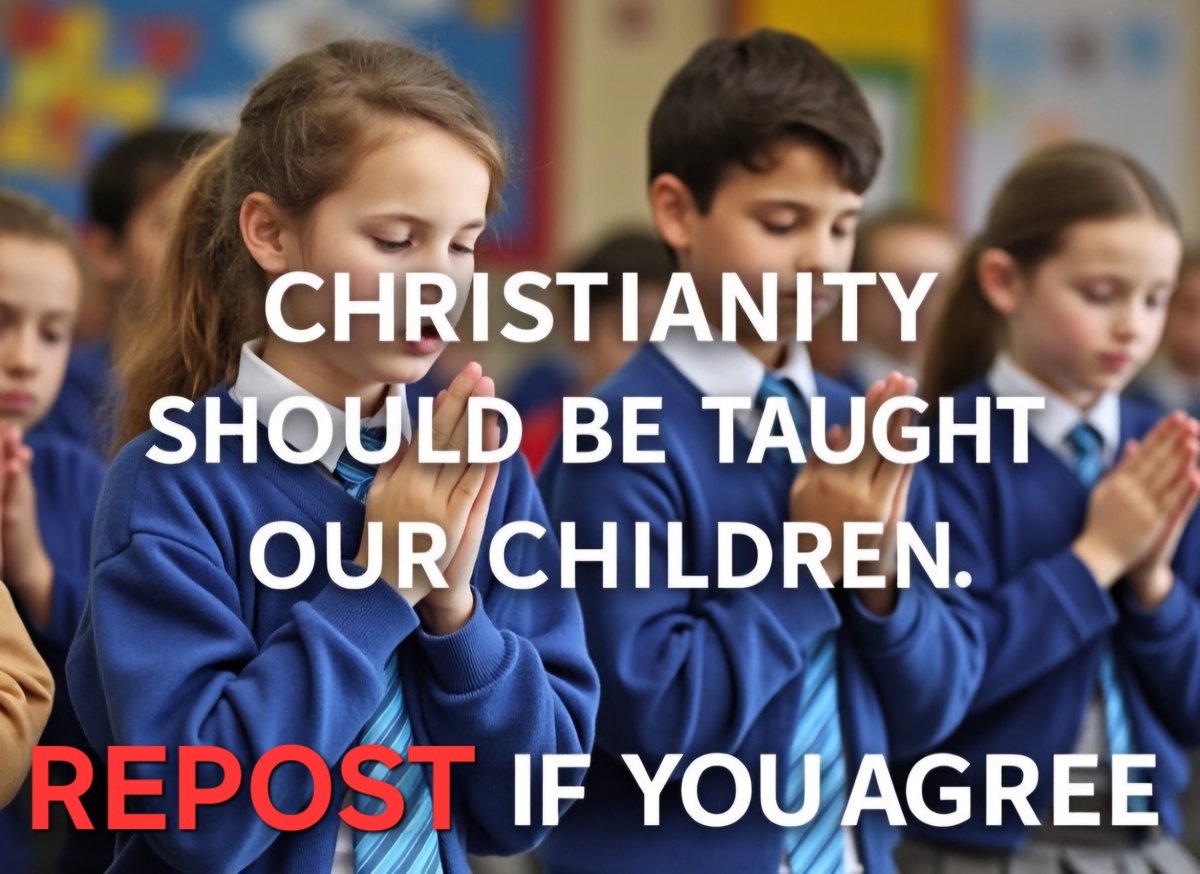 GSGB01's tweet photo. Great Britain is a country built upon CHRISTIAN values.

Therefore should be taught in our schools.

Do you agree? https://t.co/jaK5VVS40U