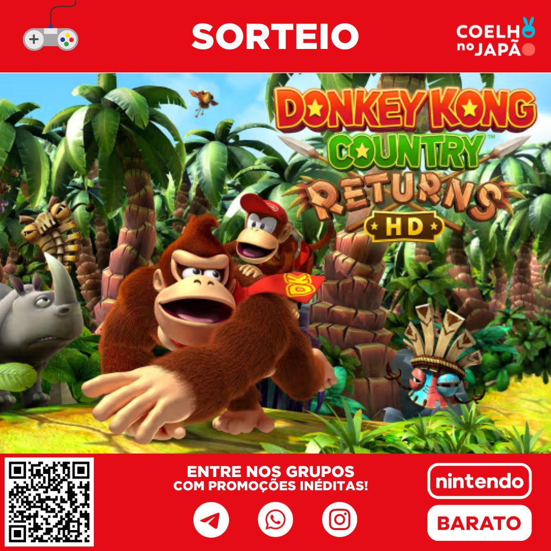🎁 SORTEIO DE DONKEY KONG COUNTRY RETURNS HD

Mesmo sendo o dia que o Switch 2 foi revelado, hoje também é lançamento do Donkey Kong! Com isso, junto a <a href="/nuuvem/">Nuuvem.com</a> temos mais um sorteio!

🎁 Prêmio: Chave de Donkey Kong Country Returns HD

📄 COMO GANHAR?
- Siga eu e a <a href="/nuuvem/">Nuuvem.com</a> no X
-