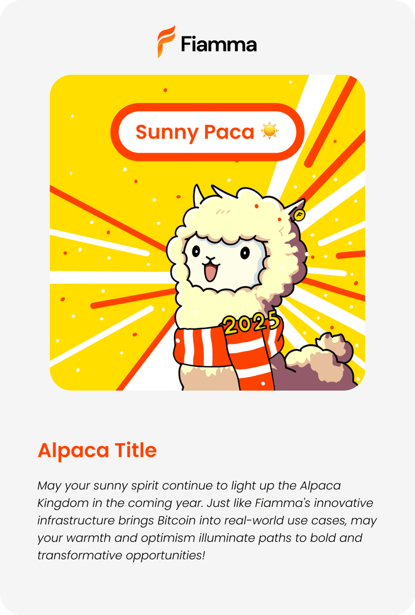 cryptomonm's tweet image. Here's my Alpaca Flashback for 2024! So thrilled to be one of the first members of the Fiamma Alpaca Family. Can't wait to see what 2025 has in store! 🦙🔥 Join the Alpaca Family and grab your poster now👇 #FiammaFluff2024 🦙🔥
x.com/fiamma_labs/st…