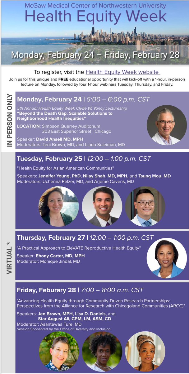 Teni Brown (@teni_brown) on Twitter photo ๐ 5 years ago, @LindaSuleimanMD and I launched <a href="/McGawGME/">McGaw Medical Center of Northwestern University</a> Health Equity Week. We created a space for bold dialogue and disruption. ๐ฅ
With 500+ participants yearly, we celebrate and highlight the work of changemakers form our Chicago community and nationally. ๐ 5 years ago, @LindaSuleimanMD and I launched <a href="/McGawGME/">McGaw Medical Center of Northwestern University</a> Health Equity Week. We created a space for bold dialogue and disruption. ๐ฅ
With 500+ participants yearly, we celebrate and highlight the work of changemakers form our Chicago community and nationally.