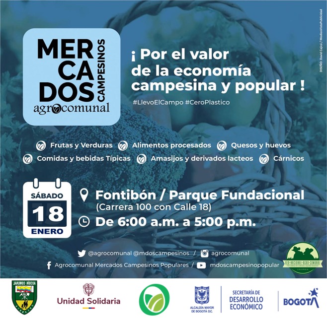 mdoscampesinos's tweet photo. Inicia el 2025... y la comunidad de la capital mantiene la defensa de la economía de nuestro campesinado de la región central

Sábado 18 enero:  
Fontibón -Parque Fundacional     
Kennedy -Floralia   

#QuienLoSiembraQuienLoVende #ElDeVerdad #LlevoElCampo #ColombiaContraElHambre https://t.co/XXqZ5TO34C