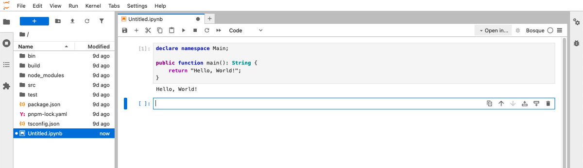 brakmic's tweet image. #JupyterLab environment with integrated #BosqueLanguage support. 
github.com/brakmic/Bosque…