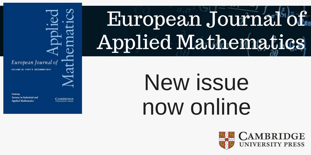 cambUP_maths's tweet image. New Issue of European Journal of Applied Mathematics now available
📚 cup.org/4fU2ABM

#AppliedMathematics
