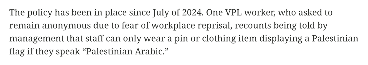 'no keffiyehs at the library unless you speak a specific dialect' what other hyper specific types of racism does <a href="/VPL/">Vancouver Public Library</a> management impose i'm curious.