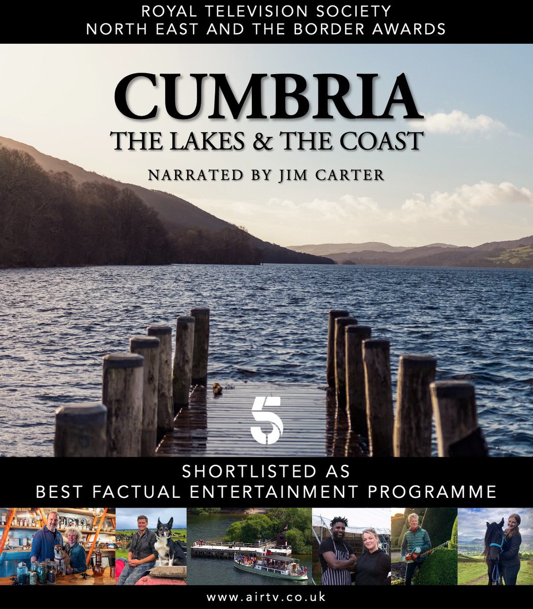 We’re excited to be heading to the <a href="/RTSNETB/">RTS North East & Borders</a> awards next month. 

Our <a href="/channel5_tv/">Channel 5</a> series Cumbria: The Lakes and The Coast has been shortlisted as the best Factual Entertainment Programme. 

Really looking forward to seeing everyone there for a great night out in Newcastle!