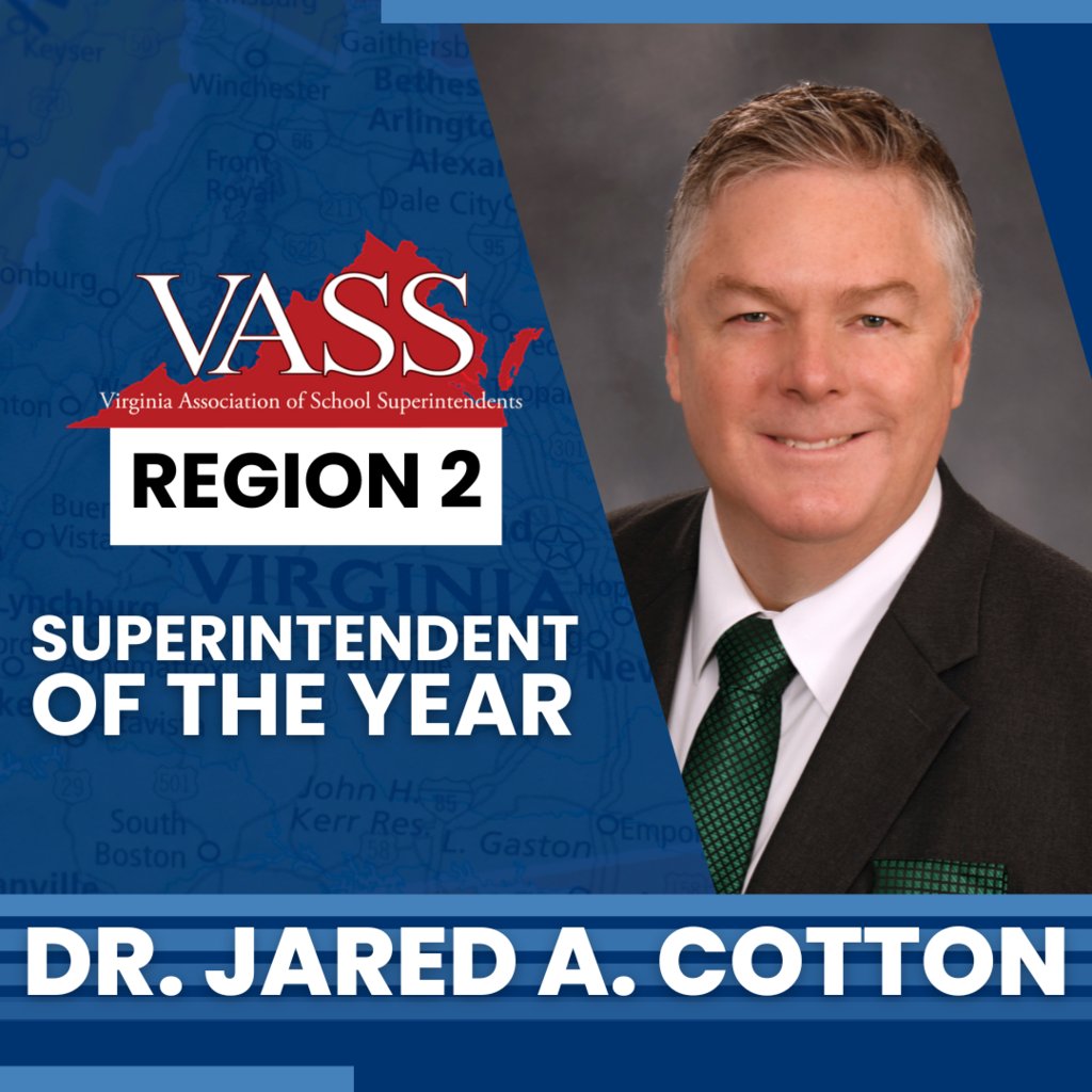 cpschoolsva's tweet photo. 👏 Dr. Jared A. Cotton, Superintendent of Chesapeake Public Schools, has been named Region II Superintendent of the Year by the Virginia Association of School Superintendents (VASS)!  👏

🎉 Congratulations, Dr. Cotton! 

Read more ➡️ https://t.co/a8oJkWoTDb https://t.co/nTsQOjstJX