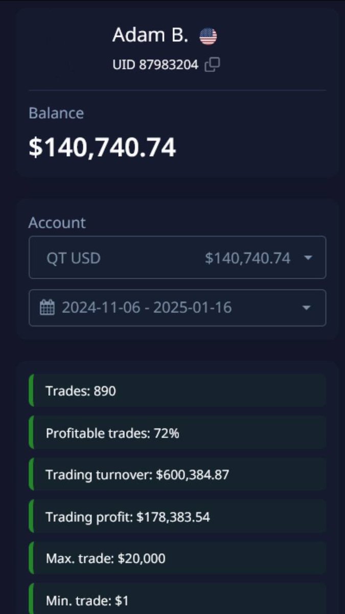 Adam_BBS33's tweet photo. Hello traders ☺️

🟠I want to tell you about my achievements and wish you to act as quickly as possible, because time is running out 🫶

⚫️Last year, I reached a significant financial milestone, earning $80,000 from trading. It was not an easy path, full of challenges, hours of market analysis, and many strategies that had to be tested and improved. However, thanks to my eight years of experience in Forex trading, I was able to turn difficulties into opportunities 😉✌️

🟠2024 was a year of steady growth for me. I not only improved my skills but also changed my approach to trading, paying more attention to risk management and detailed market analysis. This has paid off: in 2025, I plan to start with $100,000 and make $500,000 or even $1 million in a year! 😼🚀❤️‍🔥

Such success not only inspires me

⚫️But also motivates me to move on. I realize that this is just the beginning. I have a clear plan for scaling up my earnings: expanding my portfolio, finding new tools for trading, creating my own team of traders, and launching training programs for those who want to succeed in Forex.

🟠I am starting this year with great ambitions and faith in my abilities. In trading, the main thing is not to be afraid of challenges, to constantly learn and think strategically. And I am sure that the next step in my development will open up even more opportunities ✊❤️‍🔥