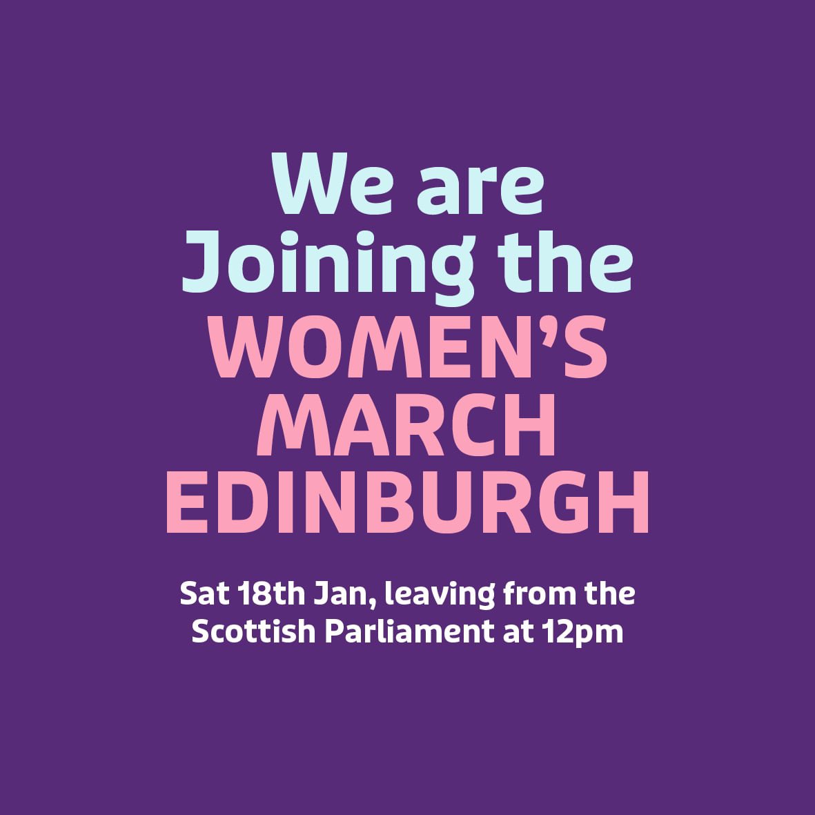 In Edinburgh on Saturday? Come and join <a href="/Abortion_Rights/">Abortion Rights</a> on the #WomensMarch Meet outside <a href="/ScotParl/">Scottish Parliament</a> 11.45am for 12.00.
