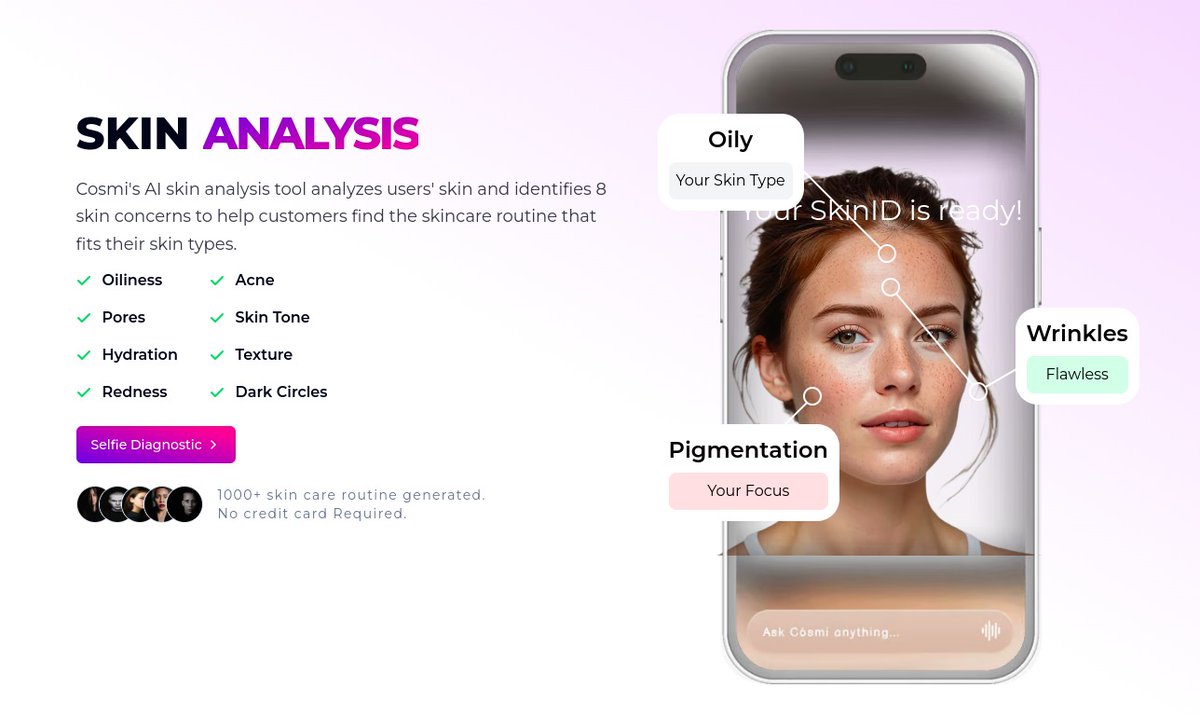 cosmi_app's tweet photo. Skincare made smart, simple, and effective. See why #CosmiSkin stands out in the world of AI tools. 🌿✨

Read here: https://t.co/Gn8xBQTctC https://t.co/J22moVDqD9
