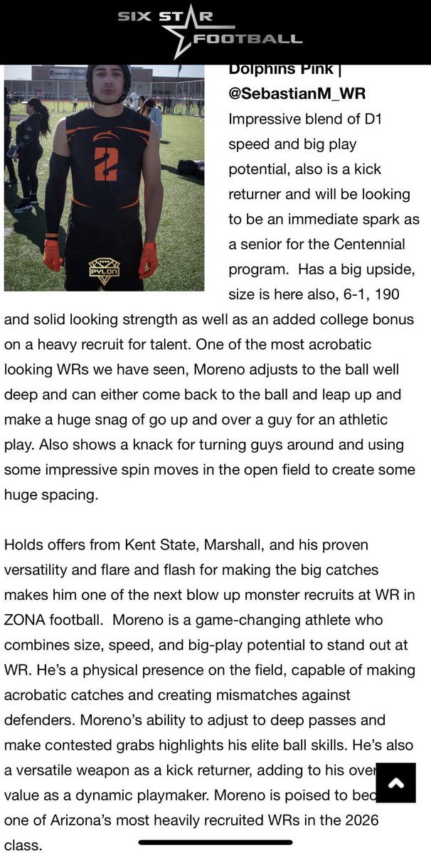 3 ⭐️ WR Sebastian Moreno (@sebastianm_wr) on Twitter photo Thank you for the write up <a href="/sixstarfootball/">Six Star Football | PLUS+</a> Thank you for the write up <a href="/sixstarfootball/">Six Star Football | PLUS+</a>