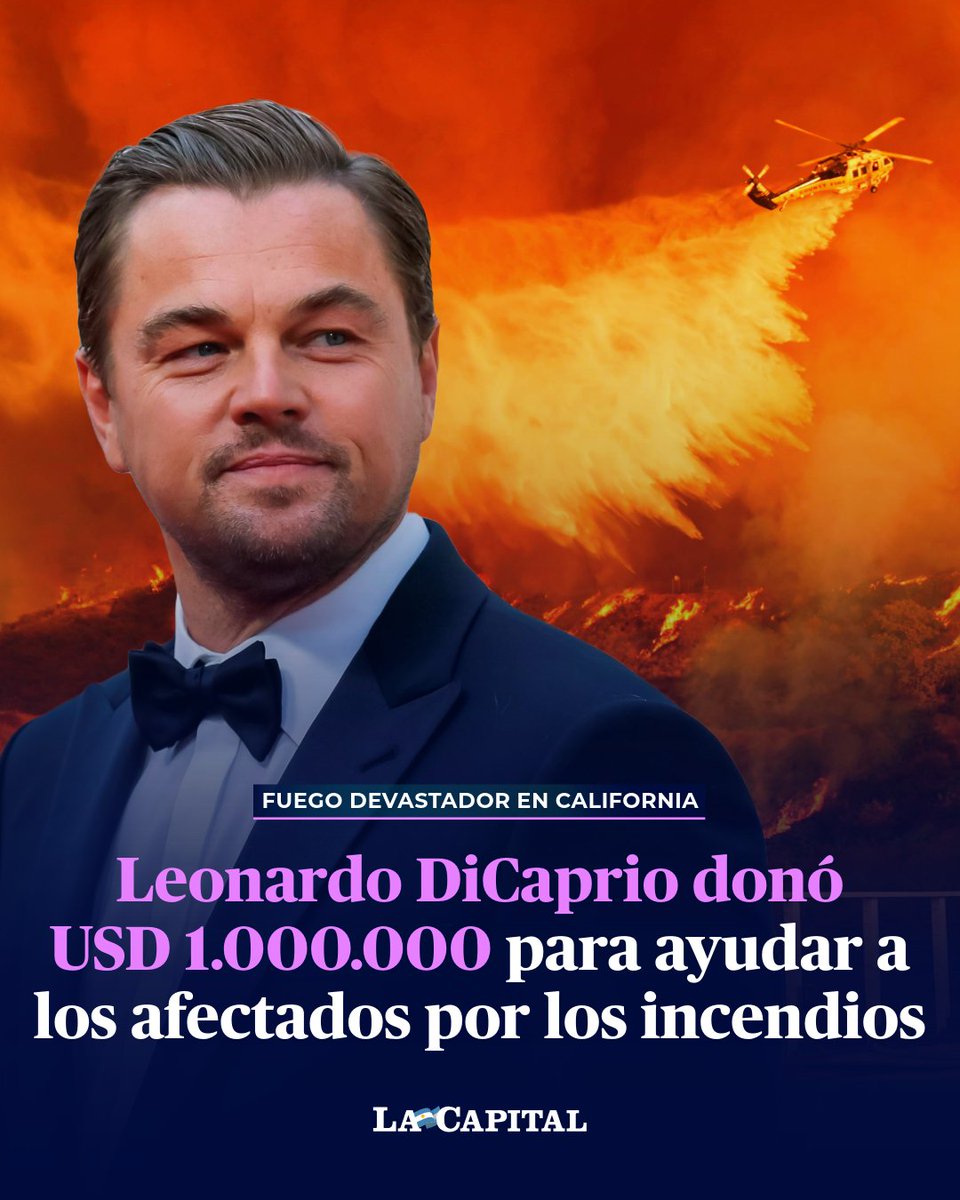 lacapital's tweet image. “LOS INCENDIOS EN LOS ÁNGELES ESTÁN DEVASTANDO NUESTRA CIUDAD"

Leonardo #DiCaprio expresó su compromiso con la recuperación de la región afectada por los devastadores #incendios forestales en #LosÁngeles. 😢

En colaboración con el programa de Respuesta Rápida de Rewild y el