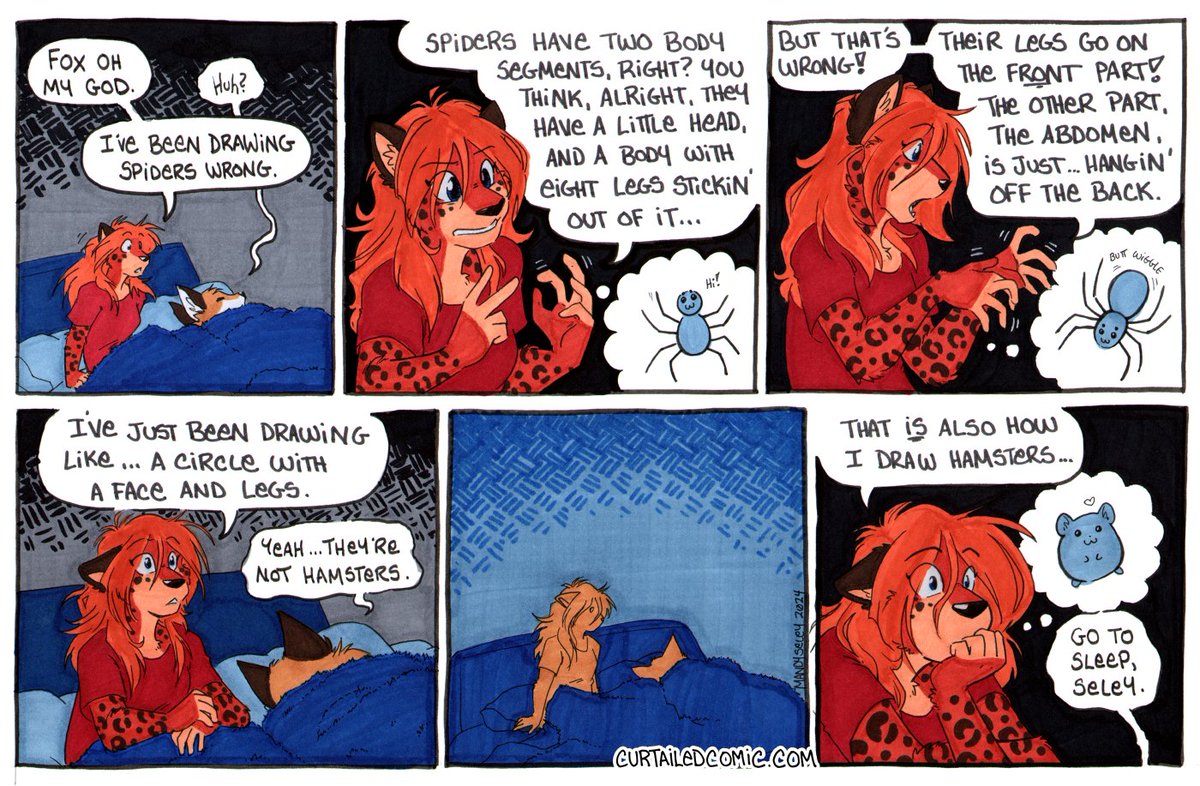 Oh hey, I've slowly started drawing comics again! Here's one about spiders :)

More of these at CurtailedComic.com -- no update schedule, I'm just enjoying the fact that I'm having fun drawing again, I post comics whenever the fancy strikes :)