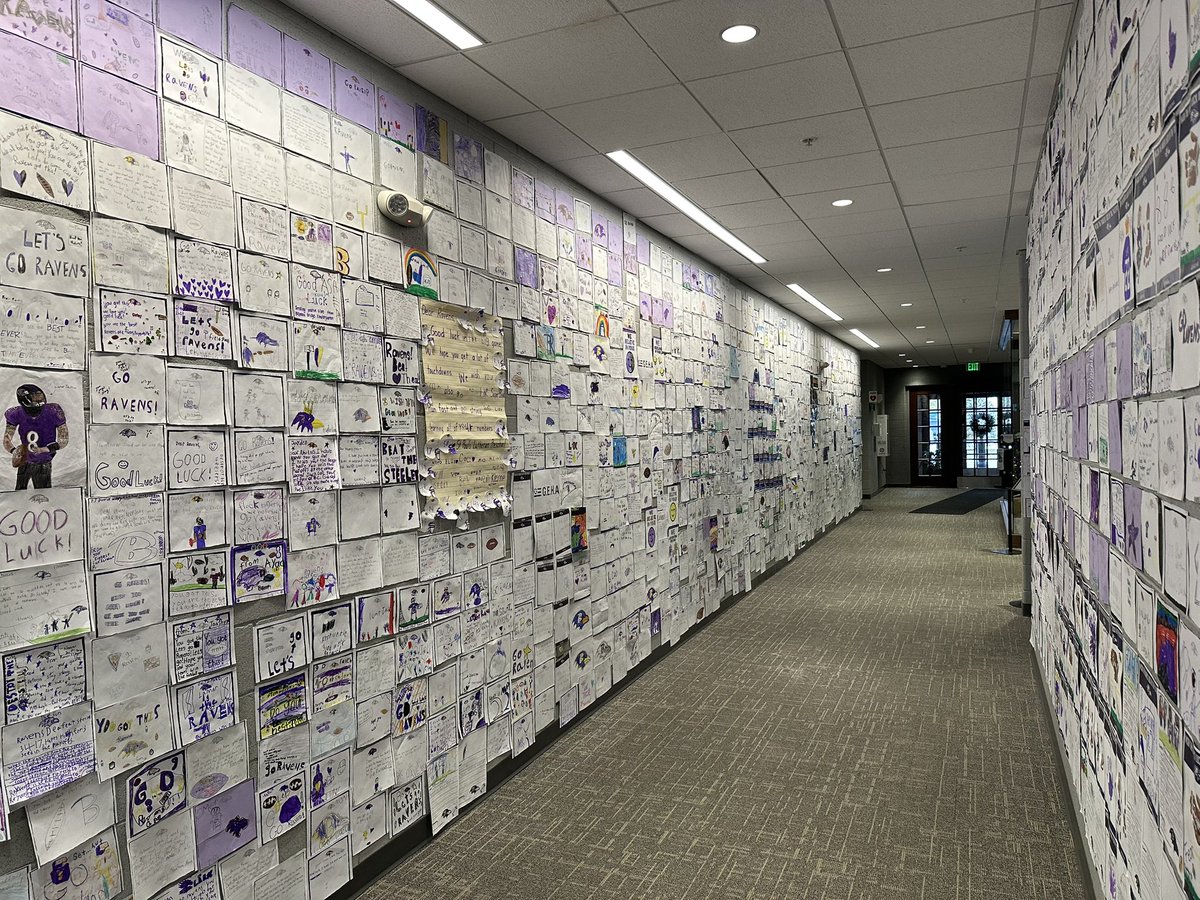 Letters from local elementary school students line the walls here at Ravens headquarters wishing the team luck in the playoffs 💜🏈🐦‍⬛

<a href="/wjz/">WJZ | CBS Baltimore</a> | <a href="/WJZ13sports/">WJZ Sports</a>