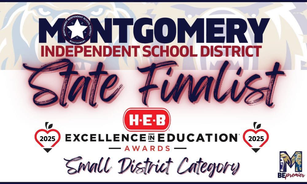 No one supports Tx Public Schools like <a href="/HEB/">H-E-B</a> 

Their commitment to recognizing the incredible teachers and districts across TX is inspiring. <a href="/MontgomeryISD/">Montgomery ISD</a> is honored to be named a finalist for the EXCELLENCE IN EDUCATION Small District Award! 

#WeAreMongtomeryISD #BePremier