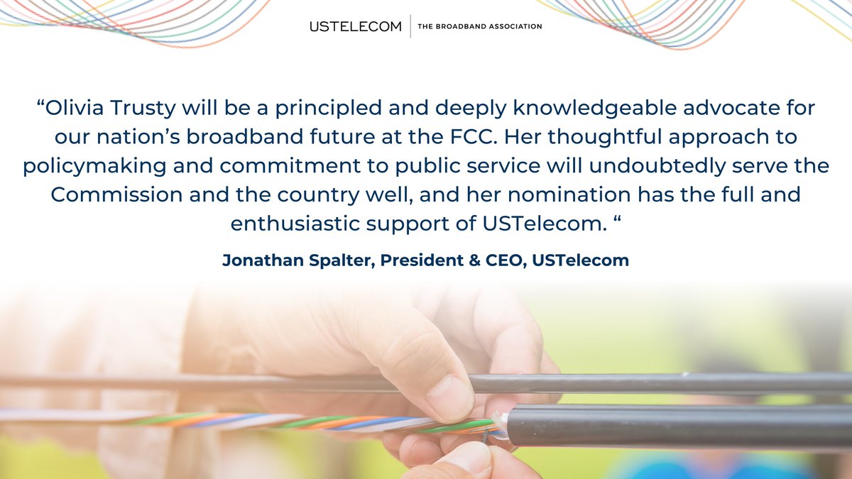 USTelecom's tweet photo. #USTelecom Congratulates Olivia Trusty!
https://t.co/zNtGazBusr https://t.co/kIZxh7JW7R