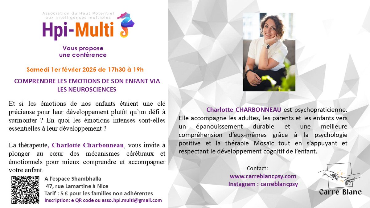 HpiMulti34107's tweet photo. Les #emotions d'un point de vue des #neurosciences par la psychopraticienne, Charlotte Charbonneau.
#intelligence  #emotionnelle #TDAH #HPI #TSA #TOP #ADOS #enfants #education https://t.co/azLdqwuYh1