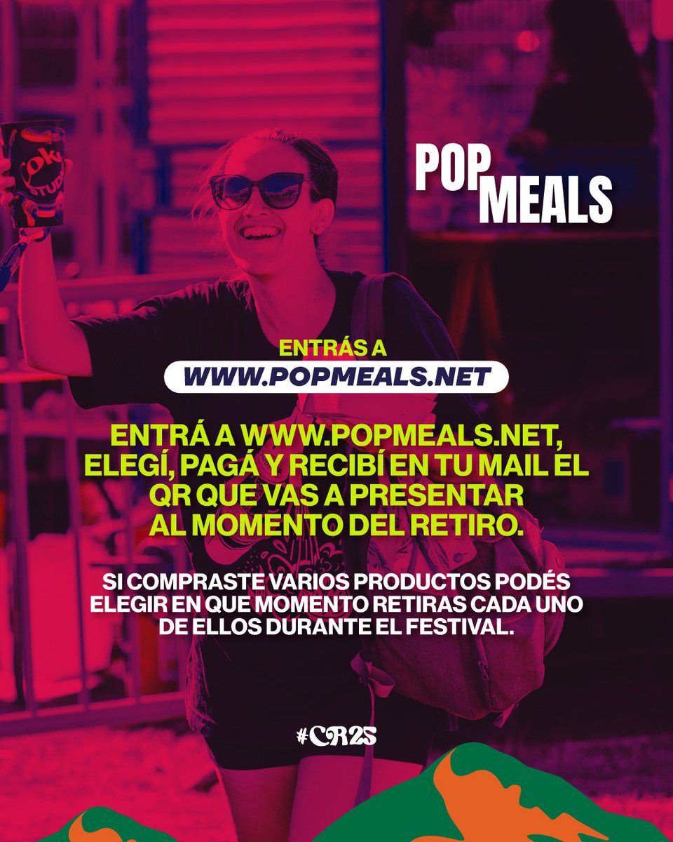 Cosquin_Rock's tweet photo. ¡MANIJAS, COMIENZA LA CUENTA REGRESIVA DE!
Regresa #POPMEALS , el sistema donde podes comprar anticipadamente lo que vas a consumir de comida y bebida en #CR25 , asi ahorres tiempo en tus compras 🕙 https://t.co/K1HI6uqKVE