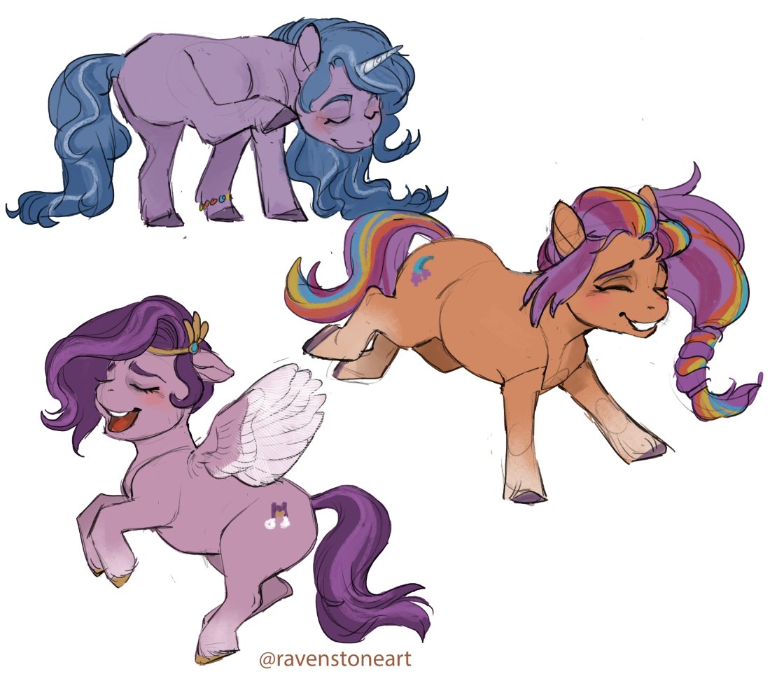 RavenstoneArt's tweet photo. A few My little pony G5 drawings for fun! 

#mylittlepony #mlpfanart https://t.co/ir5BXtKjv6