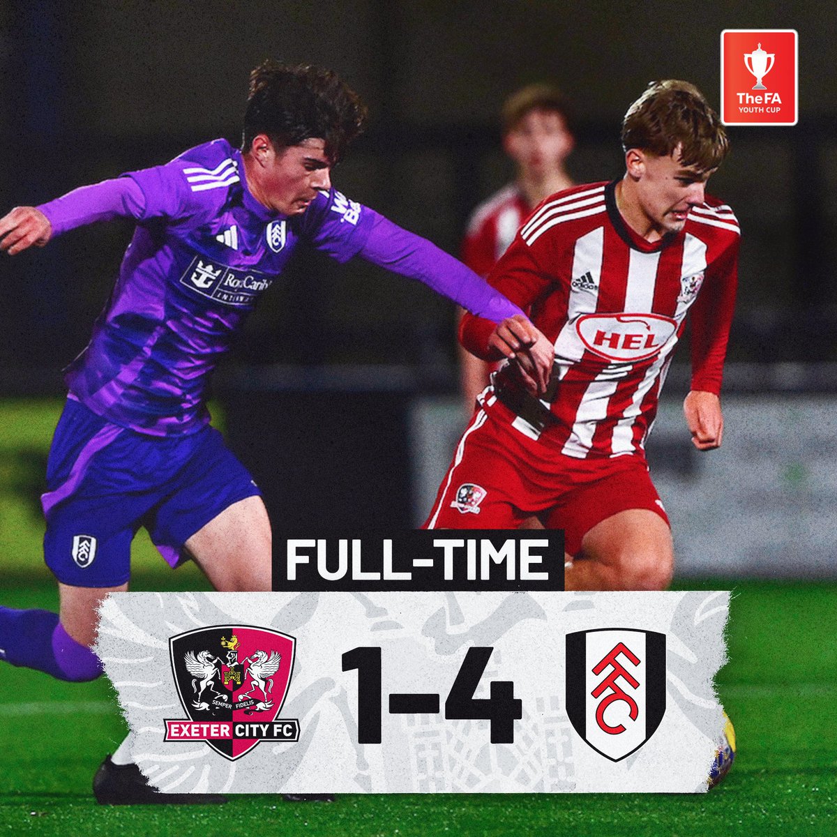 OfficialECFC's tweet photo. ⏱️ FULL-TIME | @ECFC_Academy 1️⃣ @FulhamAcademy 4️⃣

Our memorable #FAYouthCup campaign draws to a close at the fourth round as the Category One visitors are victorious in Dorchester.

#ECFC #SemperFidelis https://t.co/0sOZ9Ay8R5