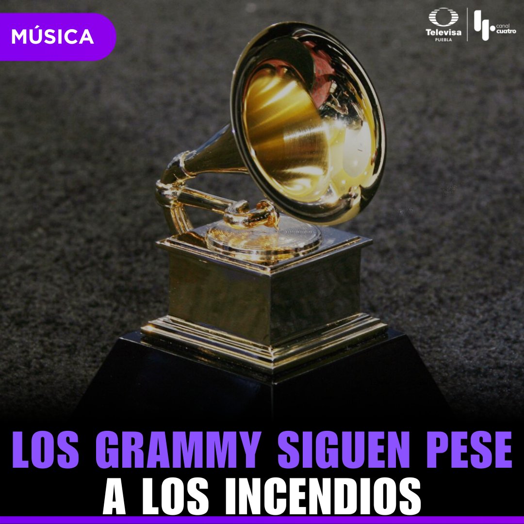 TelevisaPuebla's tweet photo. #Música | 💔 Los incendios en Los Ángeles no detendrán los Grammy. Además del evento, la Academia y MusiCares lanzaron un fondo de ayuda, recaudando más de $2 millones para creativos afectados. #Grammys #IncendiosCalifornia https://t.co/9qwWB4LGlh