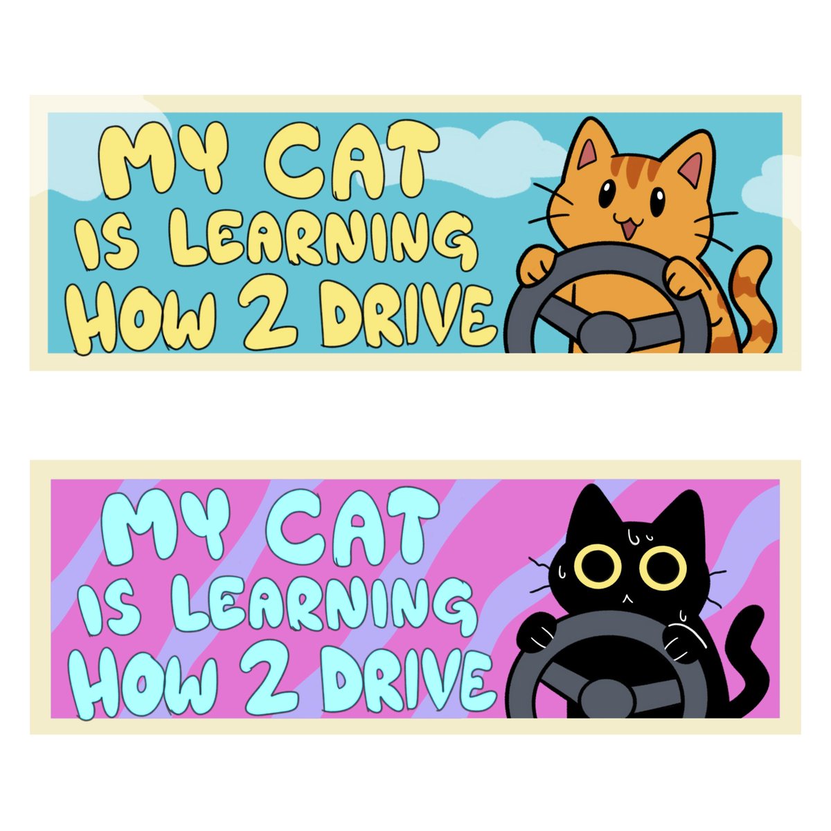 cathiveofficial's tweet photo. Thinking about getting some bumper stickers made! Which one do you like best? 👀 https://t.co/DKPPYqlrbv