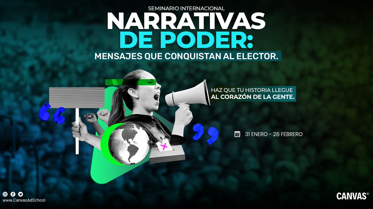 CanvasAdSchool's tweet photo. 👤Los políticos más relevantes son los que tienen un mensaje poderoso e inspirador que llega a la mente y el corazón de las personas. 

🎤No es casualidad que los grandes oradores políticos de la historia sean recordados al día de hoy. El poder de la narrativa en política es inmenso para quienes saben leer el contexto social y comunicarse de manera auténtica, cercana y efectiva con la ciudadanía. 

🗓️Inicio: viernes, 31 enero.
🕧Duración: 40 horas impartidas en 1 mes. 
📱Modalidad: Zoom. 
👥 Harás networking con profesionales de la política de otros países de LatAm.
💼Clases impartidas por reconocidos comunicadores y estrategas políticos. 

¡Conoce el poder de los relatos e historias en la oratoria política!

💬Más información aquí: https://t.co/dJROtHPbcW