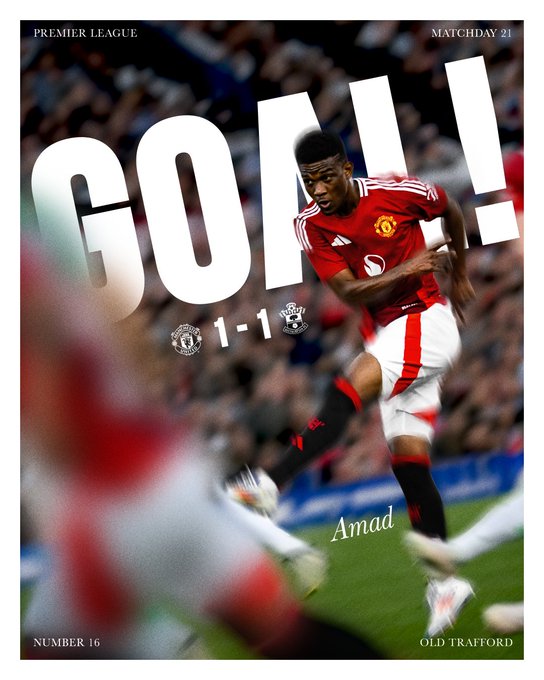 Amad scores for Manchester United.